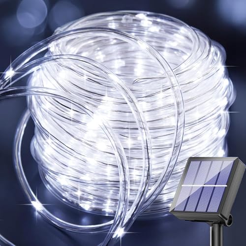 Solar Lichtschlauch Lichterkette Außen 10m 100LEDs Wetterfest Solar Lichterkette Seilleuchten mit 8 Modi LED Schlauch Lichterketten für Garten Terasse Hochzeit Party und Weihnachten von Aofonchy