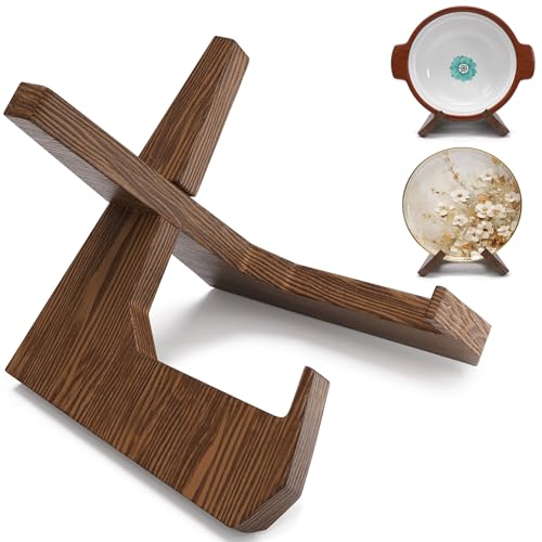 Großer Schüsselständer für Display, 30,5 cm, robust, Holzschüssel-Präsentationsständer, tief, Holztellerhalter zum Ausstellen, Teller, Staffelei, Präsentationsständer für Bücher, Schalen, Bilderrahmen von Aofure