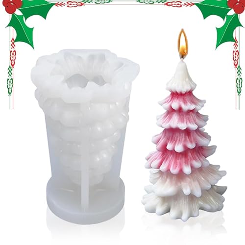 Aohcae 1 Stück Kerzenform Weihnachtsbaum, Silikonform Weihnachten 3D Kerzengießformen Weihnachten DIY Silikonform Tannenbaum für Weihnachtsgeschenke und Weihnachtsschmuck (Nadelbaum) von Aohcae