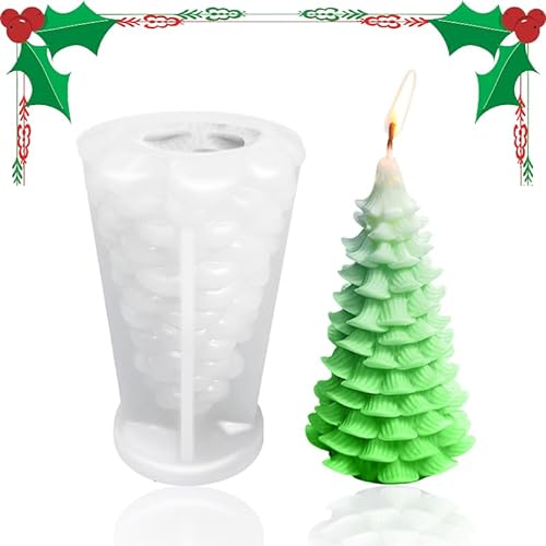 Aohcae 1 Stück Kerzenform Weihnachtsbaum, Silikonform Weihnachten 3D Kerzengießformen Weihnachten DIY Silikonform Tannenbaum für Weihnachtsgeschenke und Weihnachtsschmuck (Zedernholz) von Aohcae