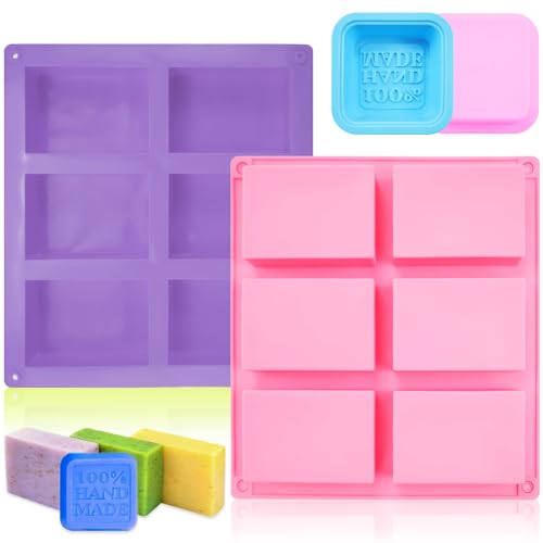 Aohcae 4 Stück Seifenformen Silikon, Silikonform Rechteckig Silikonform Seife DIY Seifenform Weihnachten für Seifenherstellung, Cupcakes, Schokolade, Biscuit hausgemachte Handwerk (B) von Aohcae