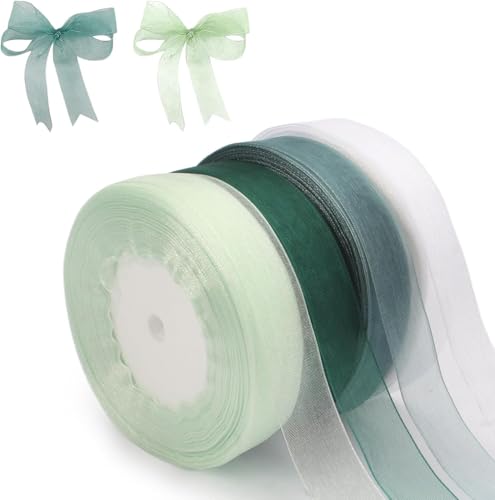 4 Rollen 45m Organza Geschenkband, 20mm Breit, Transparentes Band in Weiß, Aqua Grün, Wald Grün und Salbei Grün – Dekoratives Schleifenband für Geschenkverpackung und Hochzeitsdekoration 4 Rollen 45m Organza Geschenkband, 20mm Breit, Transparentes Band in Weiß, Aqua Grün, Wald Grün und Salbei Grün – Dekoratives Schleifenband für Geschenkverpackung und Hochzeitsdekoration von Aohyue