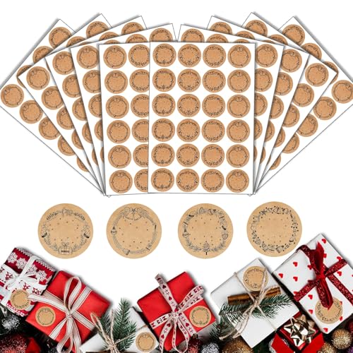 240 Stk Aufkleber Weihnachten, Kraftpapier Weihnachtsaufkleber, Weihnachtsaufkleber zum Beschreiben, Sticker Weihnachten,Rund Weihnachtsaufkleber für Weihnachtskarten, Umschlag (Schwarz) von Aoiuenok