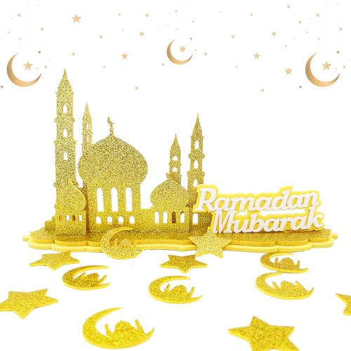 Ramadan Dekoration,Ramadan Tischdekoration,Eid Mubarak Tischdekoration,Ramadan Deko Tisch,Eid Mubarak Dekoration,Ramadan Dekoration Tischdekoration - Gold mit Glitzer von Aoiuenok