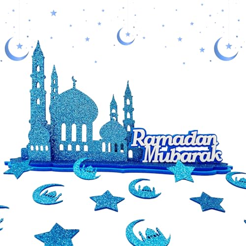 Ramadan Dekoration Ramadan Tischdekoration,Eid Mubarak Tischdekoration,Ramadan Deko Tisch,Eid Mubarak Dekoration,Ramadan Dekoration Tischdekoration - Blau mit Glitzer von Aoiuenok