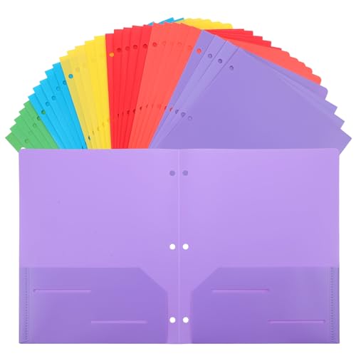 30 Stück Kunststoff-Ordner mit zwei Taschen mit Zinken, verschiedene Farben, Ordner mit Taschen und Zinken, strapazierfähiges Poly-Ordner mit 2 Taschen, Briefform, robuste Aktenmappe für Schule, Büro von AojSup