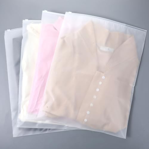50 Stück mattierte Kleiderverpackungsbeutel für den Versand, 35,6 x 45,7 cm, Reißverschluss, Kleidungsverpackungsbeutel für kleine Unternehmen, wiederverschließbare transparente Bekleidungstasche für von AojSup