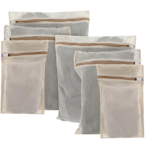6 große, langlebige Netz-Wäschesäcke aus Bio-Baumwolle mit stabilen Reißverschlüssen und atmungsaktivem Netzstoff. Zarte Wäschesäcke für Unterwäsche, Kleidung, Hosen und Socken, 3 Größen von AojSup