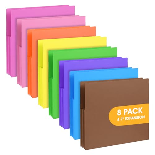 8 Fächermappen, Akkordeon-Aktenordner, Briefgröße, 11,9 cm erweiterbare Fächer, verschiedene Farben 8 Fächermappen, Akkordeon-Aktenordner, Briefgröße, 11,9 cm erweiterbare Fächer, verschiedene Farben von AojSup