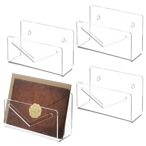 Acryl-Briefhalter und Umschlagsortierer für den Schreibtisch, vertikaler Aktenordner für Zuhause, Büro, Schule (transparent, 15,2 cm L x 6,4 cm B x 9,9 cm H), 4 Stück von AojSup