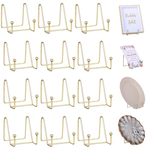 AojSup 12 Stück Gold Tellerständer für Display, dekorativer Tellerhalter, Metall-Staffelei-Ständer für Bilder, Fotos, Bücher, Kunstwerke – 7,9 cm hoch, stabiler Eisen-Vierkantdraht, perfekt für AojSup 12 Stück Gold Tellerständer für Display, dekorativer Tellerhalter, Metall-Staffelei-Ständer für Bilder, Fotos, Bücher, Kunstwerke – 7,9 cm hoch, stabiler Eisen-Vierkantdraht, perfekt für von AojSup