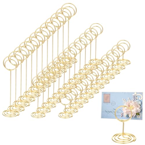 AojSup 48 Stück Tischnummernhalter, 3 Größen, Draht-Fotohalter, Bild-Name, Menü-Clips, Memo-Notizkarten, Ständer für Hochzeit, Empfang, Jahrestag, Geburtstag, Tafelaufsätze, Büro, Memo, Foto (Gold) AojSup 48 Stück Tischnummernhalter, 3 Größen, Draht-Fotohalter, Bild-Name, Menü-Clips, Memo-Notizkarten, Ständer für Hochzeit, Empfang, Jahrestag, Geburtstag, Tafelaufsätze, Büro, Memo, Foto (Gold) von AojSup