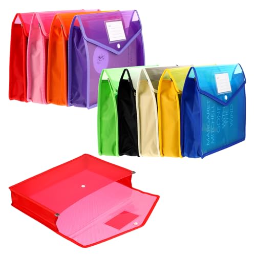 Fächermappe aus Kunststoff, mit Schnappverschluss, große Kapazität, Akkordeon-Aktenordner für Dokumente, A4/Briefgröße, 9 verschiedene Farben (9 Farben), 9 Stück von AojSup