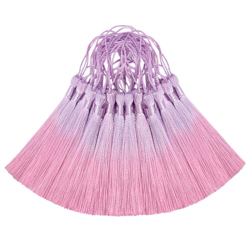 50 Stück Mini Quasten Anhänger Basteln Klein Charm Set für DIY Lesezeichen Armband Ohrring Frau Kett Schmuck Tasch Karte Band Schlüsselanhänger Geschenk Deko Personalisiert Zubehör (Lila Rosa) von Aokbean