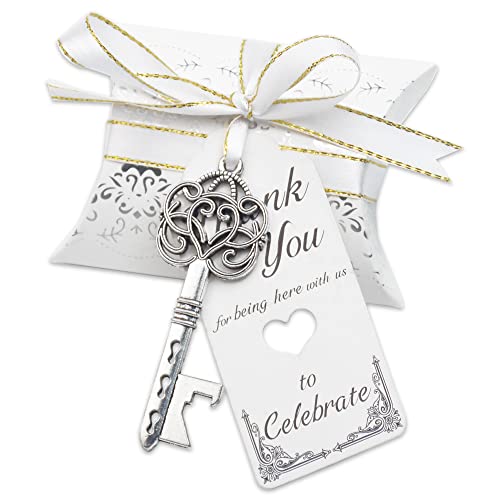 Aokbean 50 Stück Vintage-Skelett-Schlüssel-Flaschenöffner, Hochzeitsgeschenke, Souvenir-Geschenk-Set für Gäste, Kissen, Süßigkeitenschachtel, Escort, Dankeschön, französisches Band (Antik-Silber 1) Aokbean 50 Stück Vintage-Skelett-Schlüssel-Flaschenöffner, Hochzeitsgeschenke, Souvenir-Geschenk-Set für Gäste, Kissen, Süßigkeitenschachtel, Escort, Dankeschön, französisches Band (Antik-Silber 1) von Aokbean