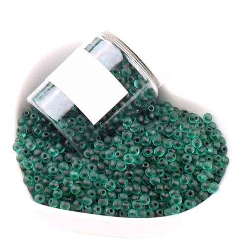 1 Flasche 3 mm dunkelgrüne, transparente Milchglasperlen, rund, matte Glasperlen zum Basteln, für Armbänder, Schlüsselanhängerherstellung, ca. 800 Stück von Aoktorkit