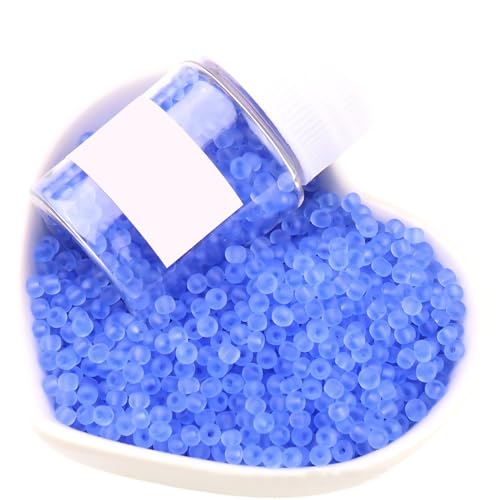 1 Flasche 3 mm königsblaue, transparente Milchglasperlen, rund, matte Glasperlen zum Basteln, für Armbänder, Schlüsselanhängerherstellung, ca. 800 Stück von Aoktorkit