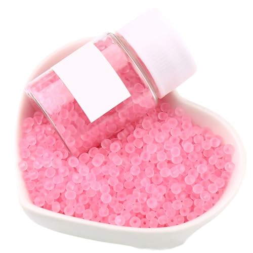 1 Flasche 3 mm rosa transparente Milchglasperlen rund matte Glasperlen zum Basteln, Armbänder, Schlüsselanhängerherstellung, ca. 800 Stück von Aoktorkit