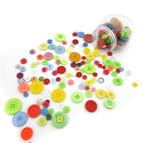1 Flasche gemischte Nähknöpfe, rund, Kunstharzknöpfe für Kleidung, Nähen, DIY-Projekte, bunt von Aoktorkit