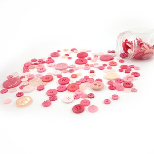 1 Flasche gemischte Nähknöpfe, runde Harzknöpfe für Kleidung, Nähen, DIY-Projekte, rosa von Aoktorkit
