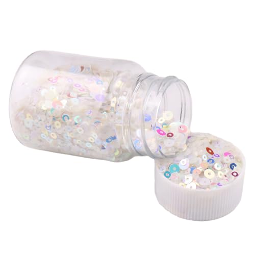 1 Flasche runde Glitzer-Pailletten, 2 mm/3 mm/4 mm, flache lose Pailletten für DIY, Basteln, Nähen, Kleidung, Weiß 1 Flasche runde Glitzer-Pailletten, 2 mm/3 mm/4 mm, flache lose Pailletten für DIY, Basteln, Nähen, Kleidung, Weiß von Aoktorkit