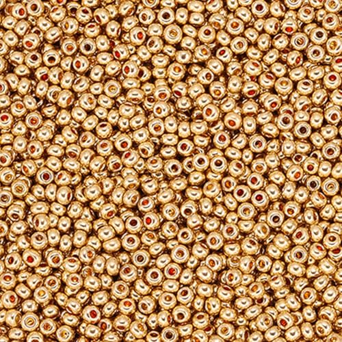 1 Packung 2 mm goldene Glasperlen, kleine Glasperlen zum Basteln, Armbänder, Schlüsselanhängerherstellung, ca. 1800 Stück von Aoktorkit