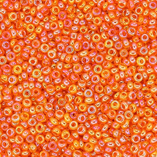 1 Packung 2 mm orange schillernde Rocailles-Perlen, kleine Glasperlen zum Basteln, Armbänder, Schlüsselanhängerherstellung, ca. 1800 Stück von Aoktorkit