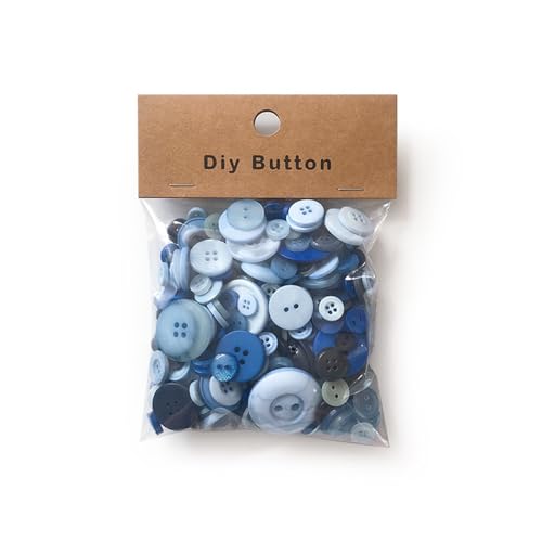 1 Packung Harz-Nähknöpfe, rund, gemischte Knöpfe für Kleidung, Nähen, DIY-Projekte, 150 g, Blau von Aoktorkit