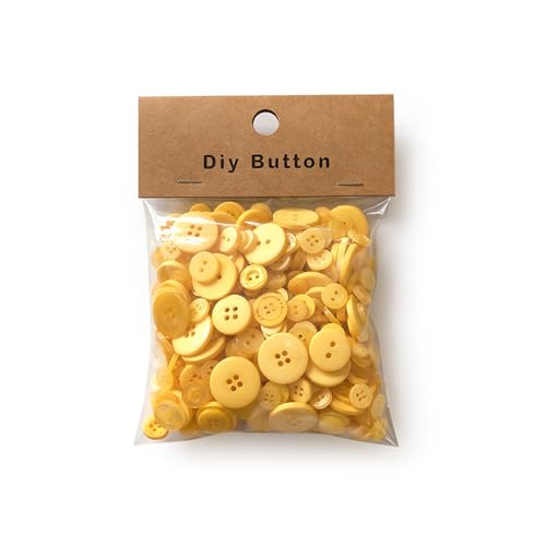 1 Packung Harz-Nähknöpfe, rund, gemischte Knöpfe für Kleidung, Nähen, DIY-Projekte, 150 g, Gelb von Aoktorkit