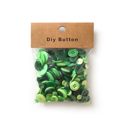1 Packung Harz-Nähknöpfe, rund, gemischte Knöpfe für Kleidung, Nähen, DIY-Projekte, 150 g, Grün von Aoktorkit