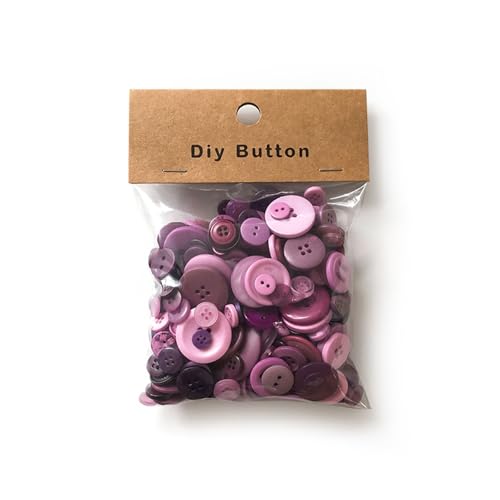 1 Packung Harz-Nähknöpfe, rund, gemischte Knöpfe für Kleidung, Nähen, DIY-Projekte, 150 g, Lila von Aoktorkit