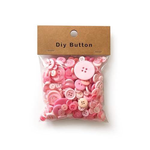 1 Packung Harz-Nähknöpfe, rund, gemischte Knöpfe für Kleidung, Nähen, DIY-Projekte, 150 g, Rosa von Aoktorkit