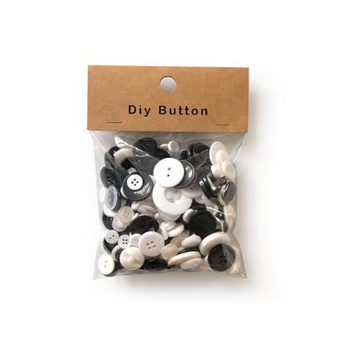 1 Packung Harz-Nähknöpfe, rund, gemischte Knöpfe für Kleidung, Nähen, DIY-Projekte, 150 g, Schwarz und Weiß von Aoktorkit