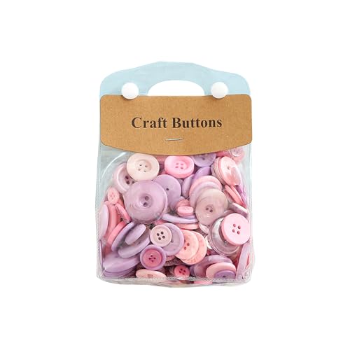 1 Packung Kunstharz-Nähknöpfe, rund, gemischt, bunte Knöpfe für Kleidung, Nähen, DIY-Projekte, 175 g, Rosa und Violett von Aoktorkit