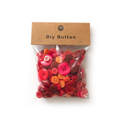 1 Packung Kunstharz-Nähknöpfe, rund, gemischte Knöpfe für Kleidung, Nähen, DIY-Projekte, 150 g, Rot von Aoktorkit