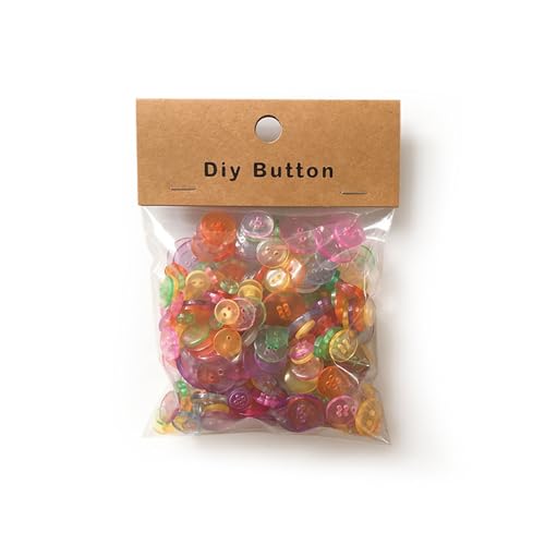 1 Packung Kunstharz-Nähknöpfe, rund, gemischte Knöpfe für Kleidung, Nähen, DIY-Projekte, 150 g, transparent von Aoktorkit