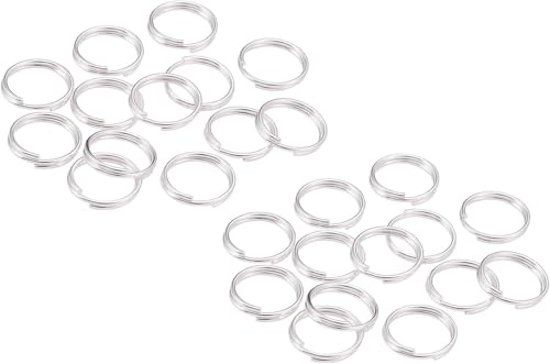 1 Packung Spaltringe, 12 mm, silberfarbene Binderinge, Metall-Schlüsselanhänger für Schmuckherstellung, Handwerk, Bastelarbeiten, ca. 200 Stück von Aoktorkit