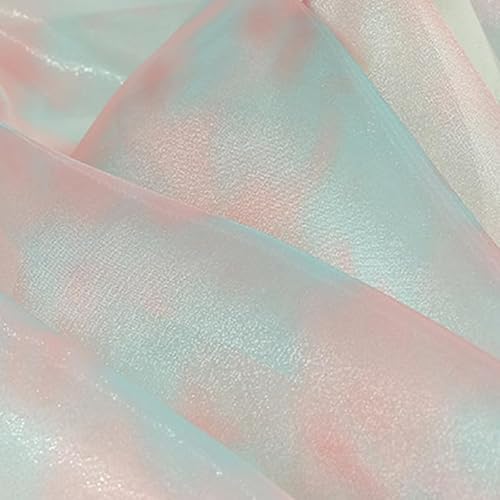 1 m schillernder Farbverlauf, Organza-Polyester-Stoff, 1,42 m, schillernder, holografischer Gaze-Stoff für Bühnenkostüm, Grün und Rosa 1 m schillernder Farbverlauf, Organza-Polyester-Stoff, 1,42 m, schillernder, holografischer Gaze-Stoff für Bühnenkostüm, Grün und Rosa von Aoktorkit
