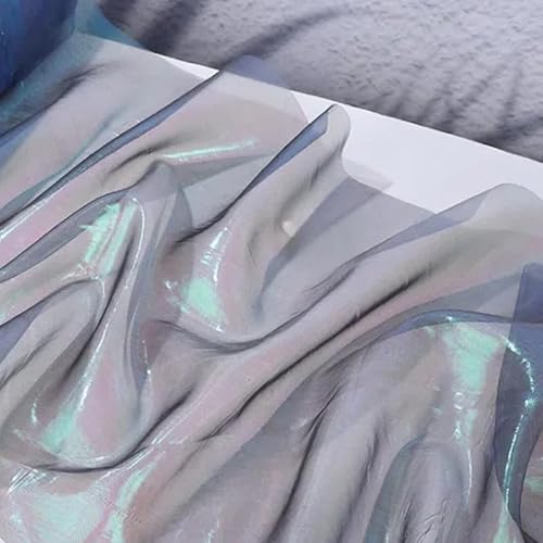 1 m schillernder Organza-Stoff, hellblau, Farbverlauf, Polyester-Organza-Stoff, 45 cm, schillernde, holografische Gaze-Stoffe für Bühnenkostüm, Performance-Kostüm 1 m schillernder Organza-Stoff, hellblau, Farbverlauf, Polyester-Organza-Stoff, 45 cm, schillernde, holografische Gaze-Stoffe für Bühnenkostüm, Performance-Kostüm von Aoktorkit