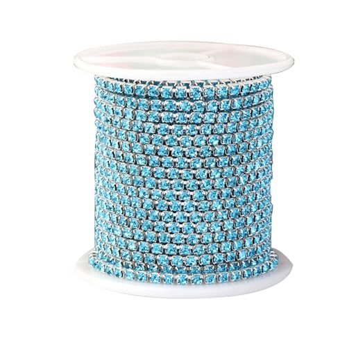 10 m lange Kette mit Strasssteinen in Seeblau, 2 mm, Kristallkrallenkette, Strassbesatz, Rolle für Bastelarbeiten 10 m lange Kette mit Strasssteinen in Seeblau, 2 mm, Kristallkrallenkette, Strassbesatz, Rolle für Bastelarbeiten von Aoktorkit