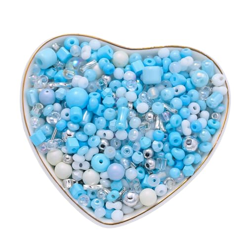 2 Packungen 2–10 mm gemischte Glas-Rocailles, kleine Glasperlen zum Basteln, Schlüsselanhängerherstellung, Blau 2 Packungen 2–10 mm gemischte Glas-Rocailles, kleine Glasperlen zum Basteln, Schlüsselanhängerherstellung, Blau von Aoktorkit