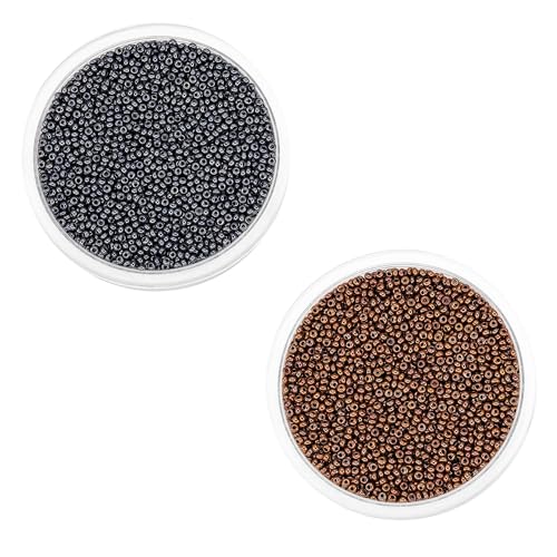 2 Packungen 2 mm dunkelgraue und kaffeefarbene schillernde Rocailles, kleine Glasperlen zum Basteln, Armbänder, Schlüsselanhängerherstellung, ca. 3600 Stück 2 Packungen 2 mm dunkelgraue und kaffeefarbene schillernde Rocailles, kleine Glasperlen zum Basteln, Armbänder, Schlüsselanhängerherstellung, ca. 3600 Stück von Aoktorkit