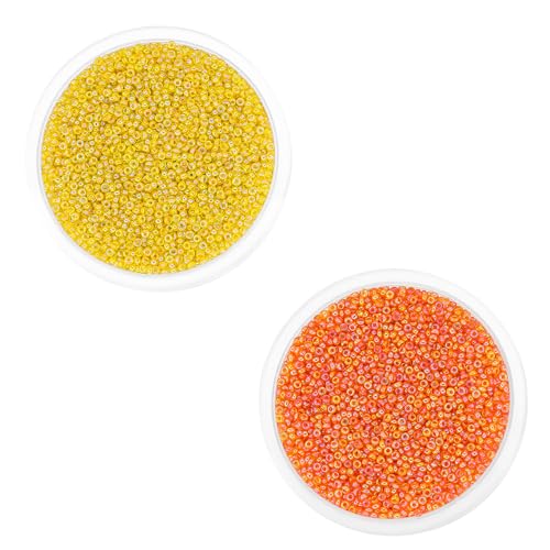 2 Packungen 2 mm gelbe und orange schillernde Rocailles, kleine Glasperlen zum Basteln, Armbänder, Schlüsselanhängerherstellung, ca. 3600 Stück 2 Packungen 2 mm gelbe und orange schillernde Rocailles, kleine Glasperlen zum Basteln, Armbänder, Schlüsselanhängerherstellung, ca. 3600 Stück von Aoktorkit