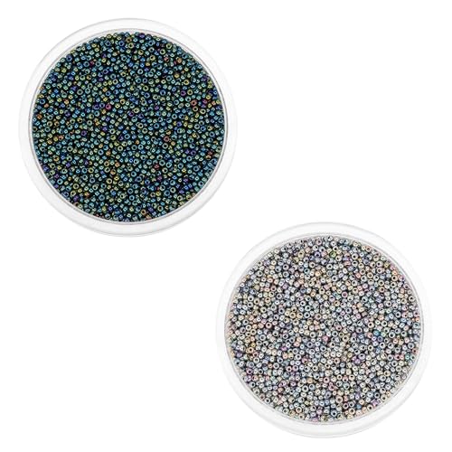 2 Packungen 2 mm grau und grün schillernde Rocailles, kleine Glasperlen zum Basteln, Armbänder, Schlüsselanhängerherstellung, ca. 3600 Stück 2 Packungen 2 mm grau und grün schillernde Rocailles, kleine Glasperlen zum Basteln, Armbänder, Schlüsselanhängerherstellung, ca. 3600 Stück von Aoktorkit