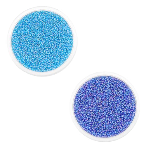 2 Packungen 2 mm himmelblaue und blaue schillernde Rocailles, kleine Glasperlen zum Basteln, Armbänder, Schlüsselanhängerherstellung, ca. 3600 Stück 2 Packungen 2 mm himmelblaue und blaue schillernde Rocailles, kleine Glasperlen zum Basteln, Armbänder, Schlüsselanhängerherstellung, ca. 3600 Stück von Aoktorkit