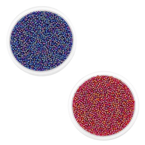 2 Packungen 2 mm königsblaue und rote schillernde Rocailles, kleine Glasperlen zum Basteln, Armbänder, Schlüsselanhängerherstellung, ca. 3600 Stück 2 Packungen 2 mm königsblaue und rote schillernde Rocailles, kleine Glasperlen zum Basteln, Armbänder, Schlüsselanhängerherstellung, ca. 3600 Stück von Aoktorkit