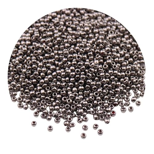 2 Packungen grau-metallische Glas-Rocailles, 2 mm, Mini-Glasperlen zum Basteln, Armbänder, Schlüsselanhängerherstellung, ca. 2000 Stück von Aoktorkit