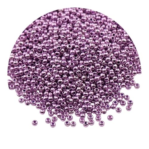 2 Packungen hellviolette Metallic-Glas-Rocailles, 2 mm, Mini-Glasperlen zum Basteln, Armbänder, Schlüsselanhängerherstellung, ca. 2000 Stück von Aoktorkit