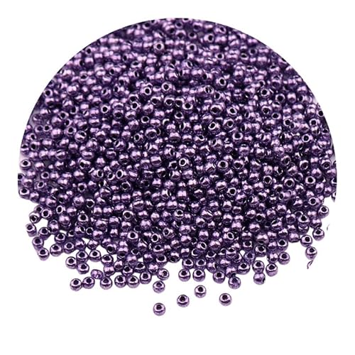 2 Packungen lila metallische Glas-Rocailles, 2 mm, Mini-Glasperlen zum Basteln, Armbänder, Schlüsselanhängerherstellung, ca. 2000 Stück von Aoktorkit