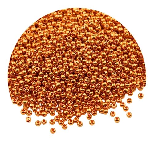 2 Packungen orangefarbene Metallic-Glas-Rocailles, 2 mm, Mini-Glasperlen zum Basteln, Armbänder, Schlüsselanhängerherstellung, ca. 2000 Stück von Aoktorkit